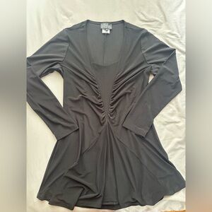 Adele Long Sleeve Ruched Black Women's Dress